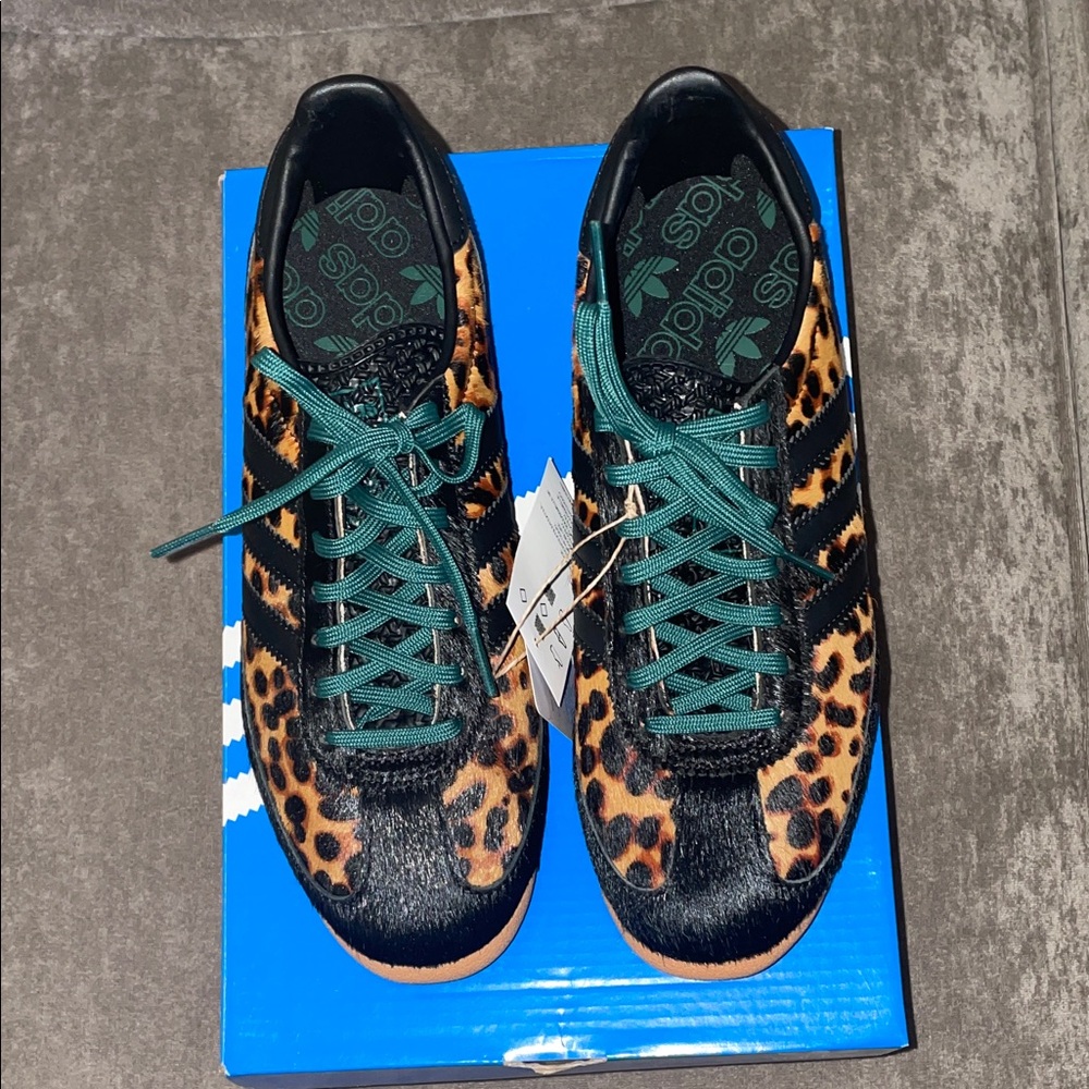 Adidas SL 72 leopard sneakers.